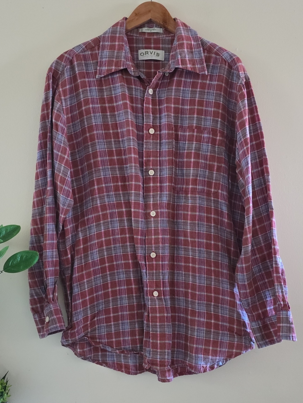 ORVIS Linen LS Mens Button Front Shirt - L